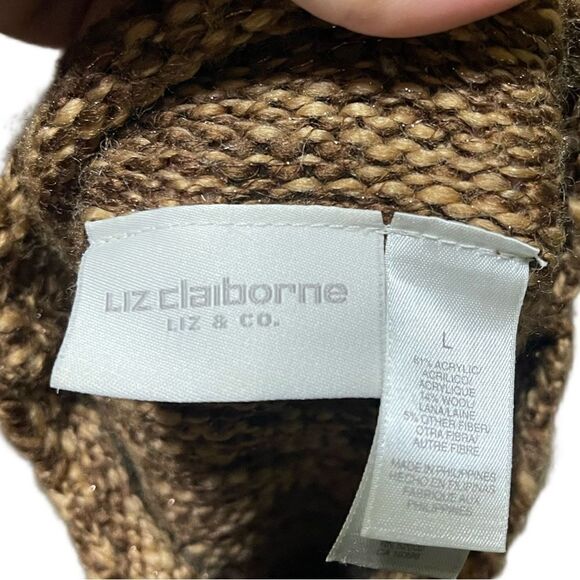 Liz Claiborne chunky golden brown knitted sweater. Size L - Picture 5 of 5